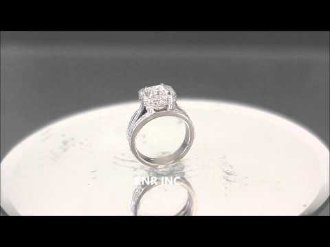 14K WHITE GOLD PRINCESS CUT DIAMOND ENGAGEMENT RING HALO 2.30CTW - KNR INC - 729