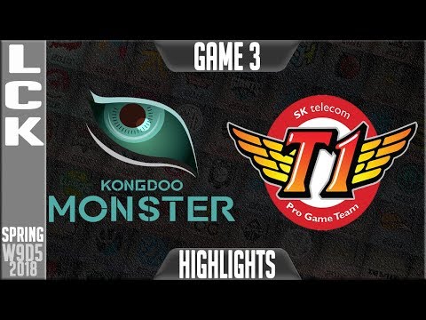 KDM vs SKT Highlights Game 3 | LCK Week 9 Spring 2018 W9D5 | Kongdoo Monster vs SK Telecom T1 G3
