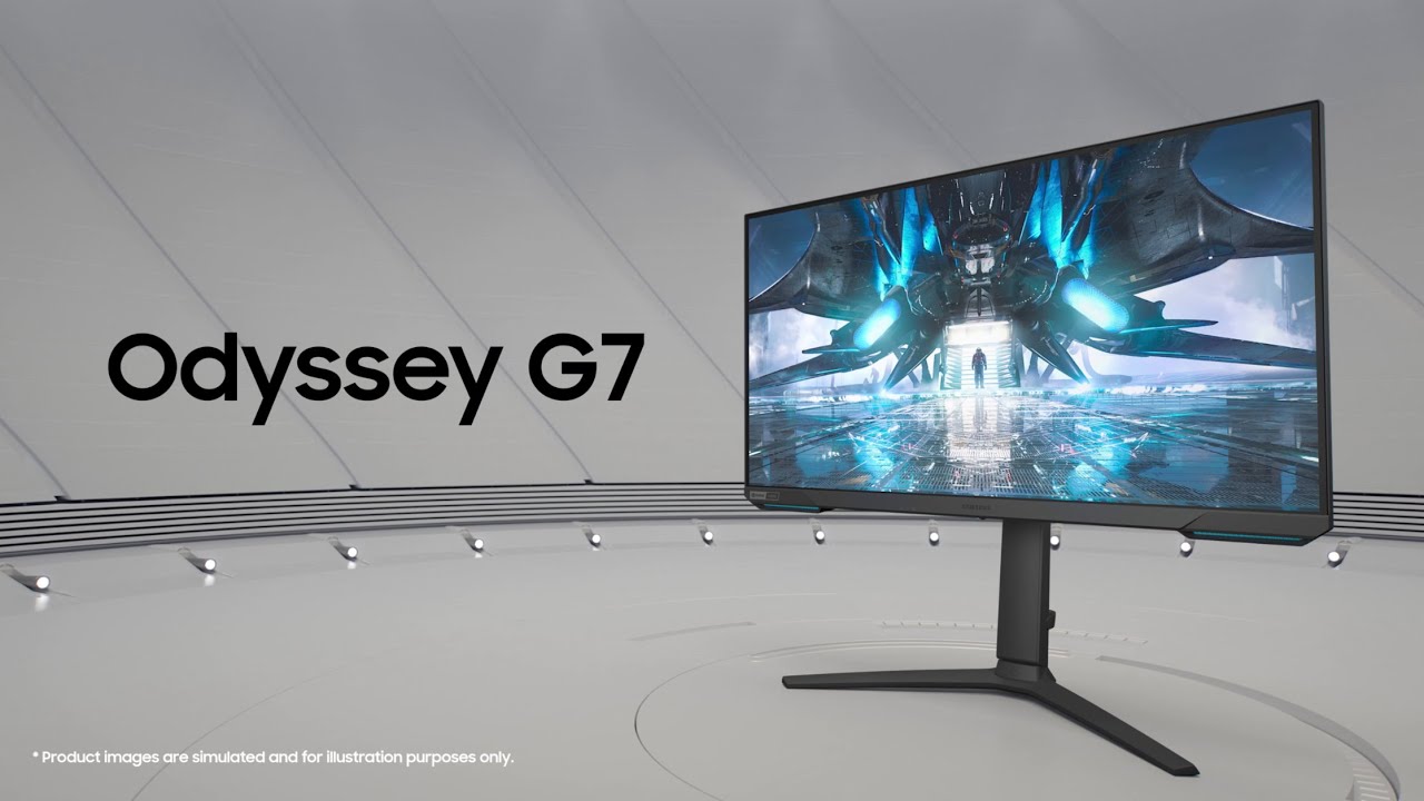 SAMSUNG Odyssey G7 32-дюймовый игровой монитор с разрешением 4K UHD, 144 Гц, IPS, время отклика 1 мс (GTG), совместимость с G-Sync, 1 миллиард цветов, HDR10+ для игр, Wi-Fi и Bluetooth, USB-концентрат