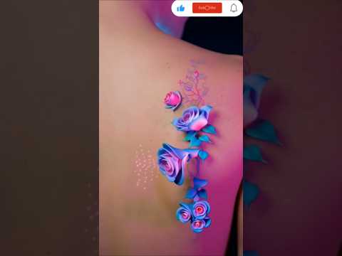 Mind-Blowing 🤯3D Tattoo Transformation (Neon Rose Animation)