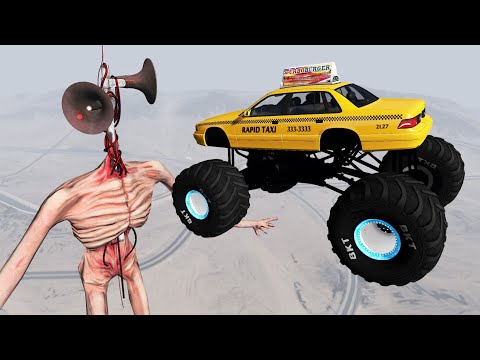 Siren Head - High Speed ​​Jumping Cars Through Siren Heads Ring (Toy) - Beamng Drive | Mad Cars