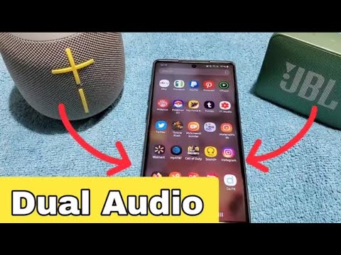 how to connect 2 Bluetooth speakers dual audio mode samsung android 10