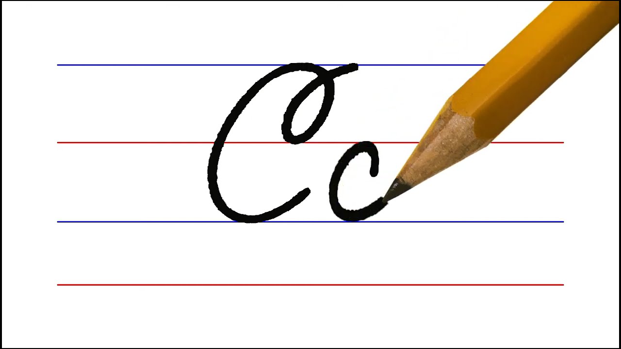 letter C, cursive handwriting practice