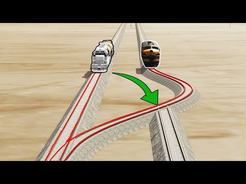 Weird Rail Tracks vs Trains crossing-Beamng Drive