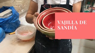 Como se hace una vajilla con decoración de sandía.
