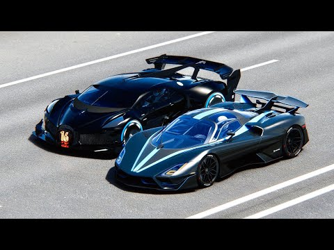 2022 SSC Tuatara Aggressor vs Bugatti Black Devil Concept at Drag Race 20 KM
