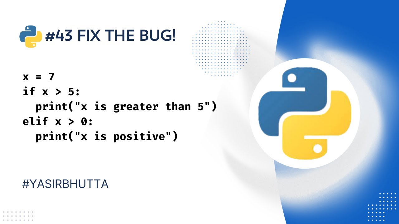 Python If elif else Quiz #43 | Python Code Challenge: Fix the Bug | Python Tutorial for Beginners
