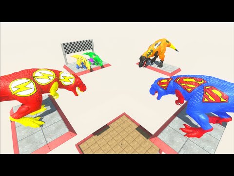 Team Superhero T-rex Free Fall Hunting found Jurassic world evolution - Dinosaurs Race Champions