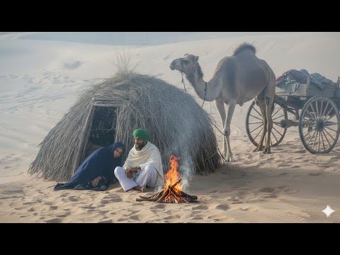 Build a Winter Survival Shelter for a Shepherd with Nomads in Indian desert | Nomadic Family