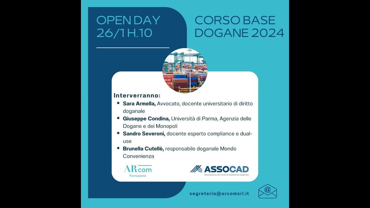Open Day Corso Base Dogane 2024 - Import Export senza più segreti