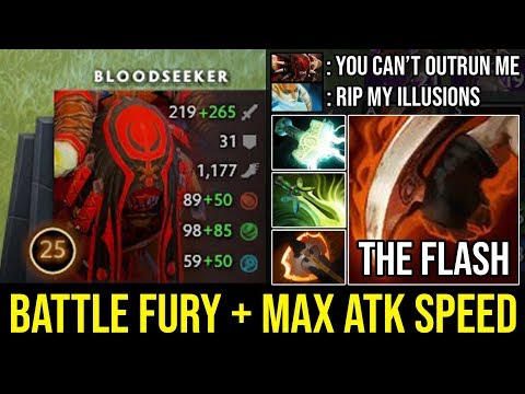 Epic Pro Battle Fury Bloodseeker WTF Flash Speed Butterfly + Mjollnir Lightning Attack | DotA 2