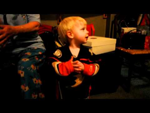 Bradyn cheering for the Anaheim Ducks