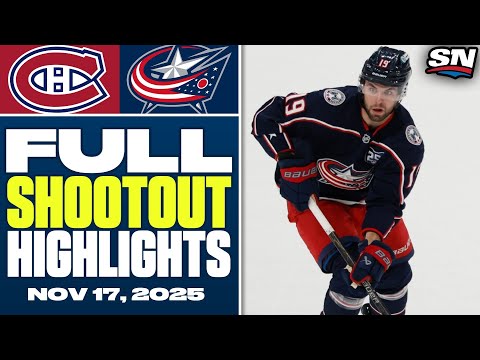 Montreal Canadiens at Columbus Blue Jackets | FULL Shootout Highlights - November 17, 2025