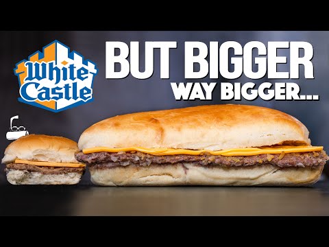 WE MADE A WHITE CASTLE SLIDER AT HOME....JUST SO MUCH BIGGER! SAM THE COOKING GUY