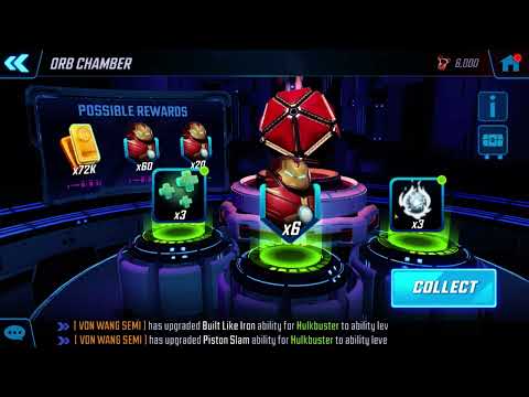 Daily gameplay red star orb opening for rogue dark promotion credits hulk buster bulk up orbs msf
