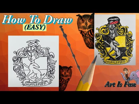 How to draw the Hufflepuff Crest from Harry Potter