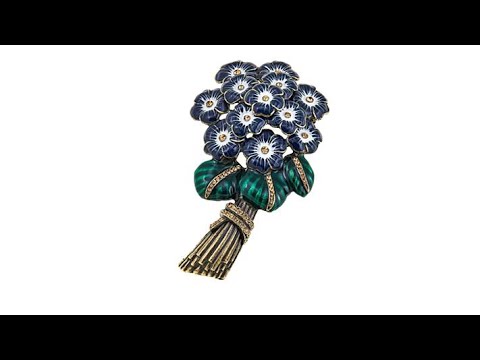 Rara Avis by Iris Apfel Crystal and Enamel Bouquet Brooch