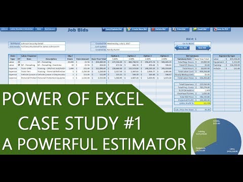 The Power Of Microsoft Excel Case Study 1 A Powerful Estimating Application