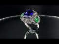 1123625 Ring 14K White Gold with Tanzanite, Emeralds and Diamonds }}