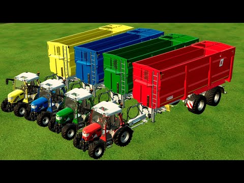 HARVESTING AND LOAD WHEAT WITH COLORED TRACTORS - Farming Simulator 22