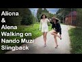Two Girls In Nando Muzi High Heels Walking With A Straps Down Slingback Walking Shoeplay 1315