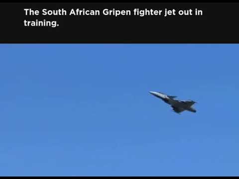 The South African Gripen fighter jet out in training