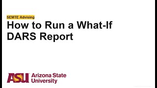 How to Run a What-If DARS Report