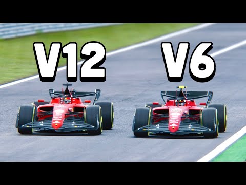 Ferrari F1 2022 vs Ferrari F1 2022 with V12 at Monza (SOUND BATTLE)