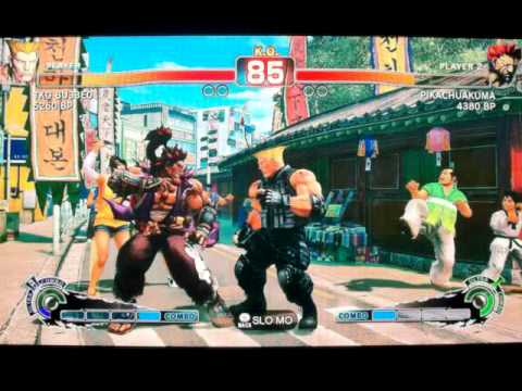 SSFIV ENDLESS BATTLE MATCH JR RODRIGUEZ ( AKUMA ) VS TKO BU33E0 ( GUILE ) ON XBOX 360 GAME 1
