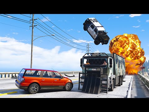 GTA 5 UPDATED BRICKADE TRUCK 6x6 CRASHES - SUPER CINEMATIC PICTURE WITH SLOW MO ep.27