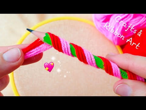 It's so Cute 💖🌟 Superb 3D Woolen Rose Making Idea with Pencil - You will Love It - DIY Yarn Flowers