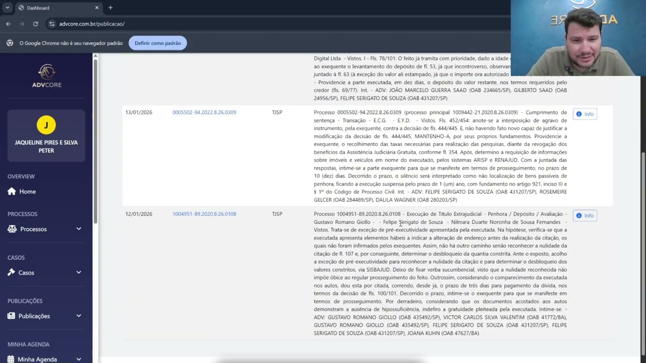 Consultar Publicações no AdvCore Academy | Sistema Jurídico por OAB