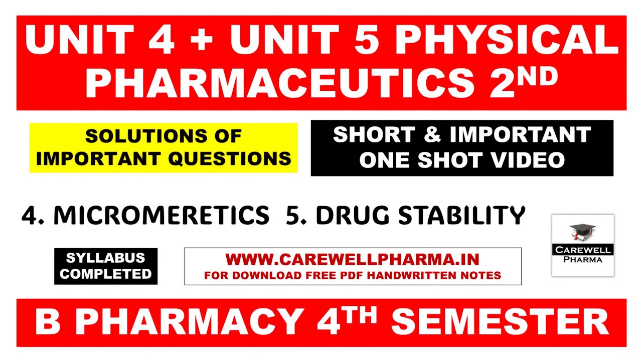 Unit 4 + Unit 5 | Important Questions Solutions | Physical Pharmaceutics 4th semester
