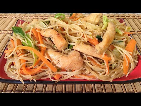 How To Make Chicken Mei Fun Rice Noodles-Chinese Food Recipes Singapore Style