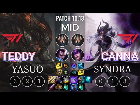 T1 Teddy Yasuo vs T1 Canna Syndra Mid - KR Patch 10.13