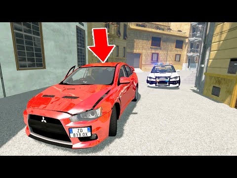 Narrow Street Crazy Police Chase - BeamNG Drive | CrashTherapy