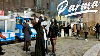 NIGHT PARMA. Italy - 4k Walking Tour around the City - Travel Guide. trends, moda #Italy