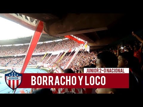 "Borracho y Loco - JUNIOR 2-0 NACIONAL, Frente Rojiblanco Sur" Barra: Frente Rojiblanco Sur • Club: Junior de Barranquilla