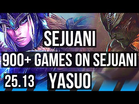 SEJUANI vs YASUO (MID) | 900+ games | NA Master | 25.13