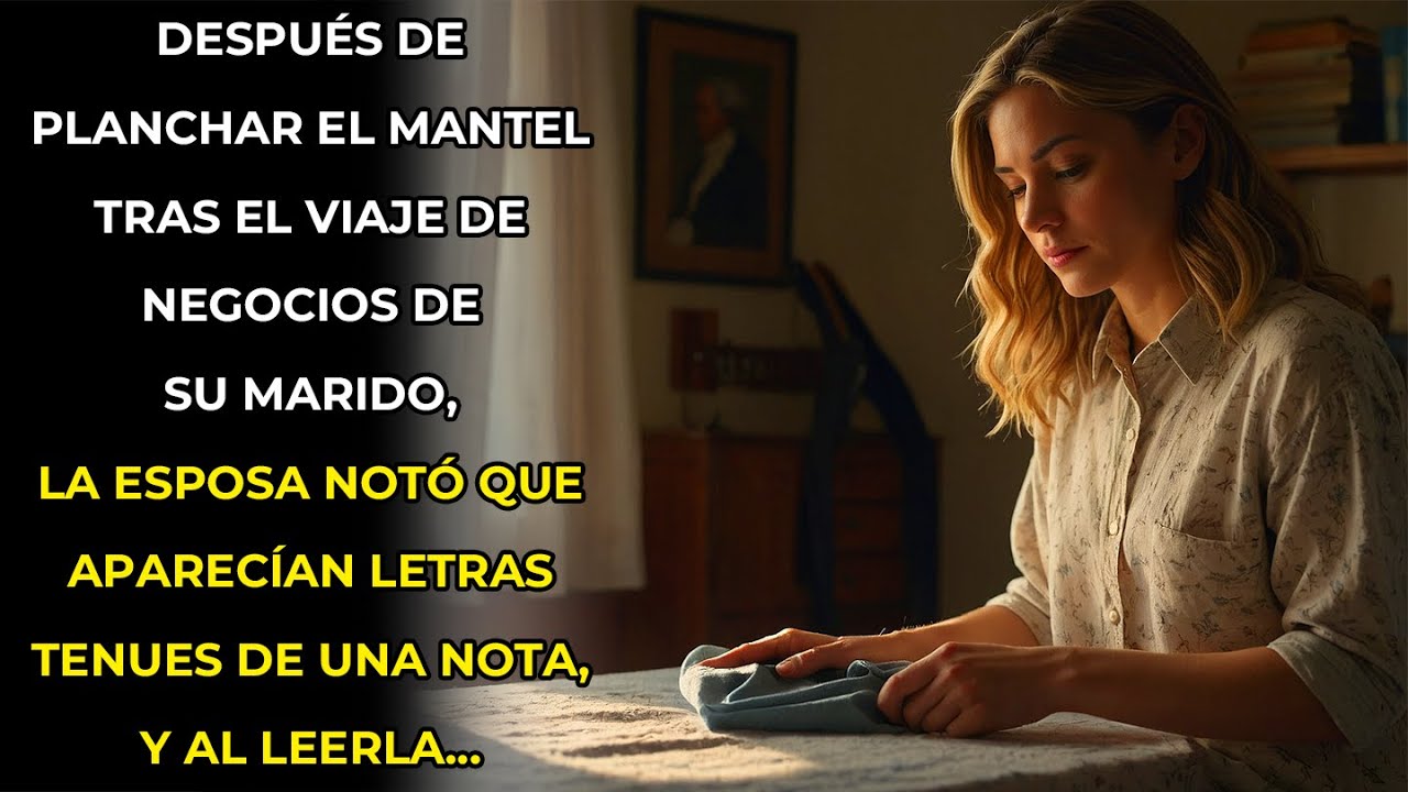DESPUÉS DE PLANCHAR EL MANTEL TRAS EL VIAJE DE NEGOCIOS DE SU MARIDO, LA ESPOSA NOTÓ LETRAS TENUES..