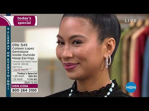 Colleen Lopez 1.25" Gemstone InsideOutside Hoop Earrings