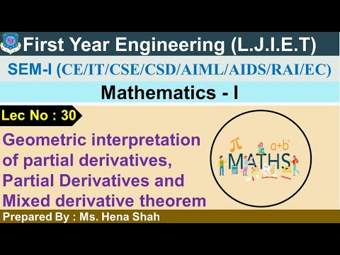 Lec-30_Geometric interpretation of PD, PD,Mixed derivative Th| Mathematics-I|First year Engineering
