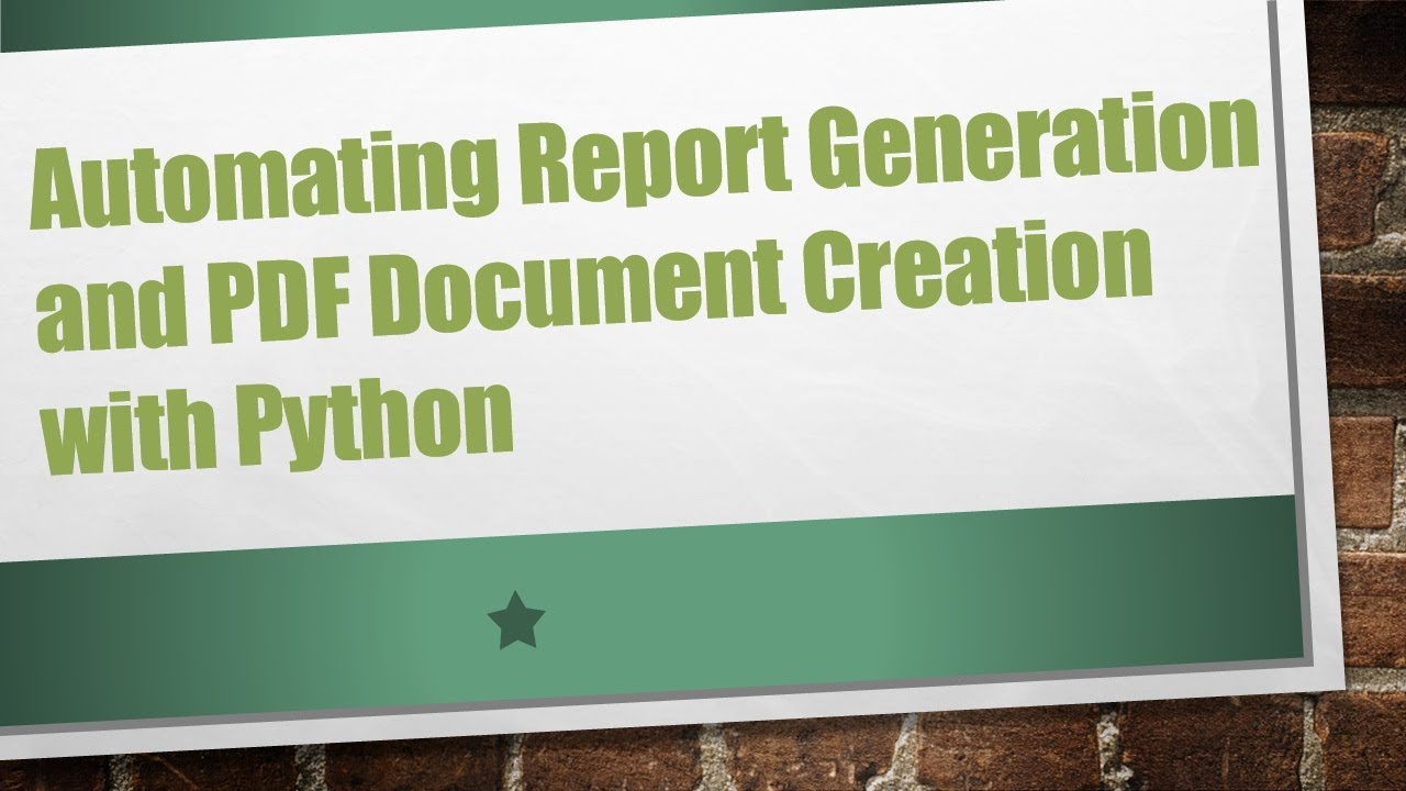 Automating Report Generation and PDF Document Creation with Python