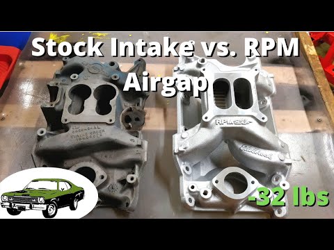 Stock Chrysler Intake vs. Edelbrock RPM Airgap. Weight & Clearance differences.