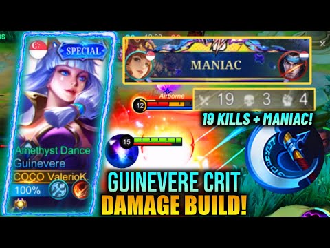 19 KILLS + MANIAC! - GUINEVERE CRIT DAMAGE BUILD WITH BERSERKER’S FURY! | Valesmeralda | MLBB