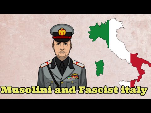 History of Mussolini and Fascist  Italy.The rise and fall of Benito Mussolini. animated history