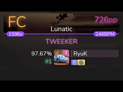 [Live] RyuK | Amane - TWEEKER [Lunatic] 1st +HDDT FC 97.67% {#1 726pp FC} - osu!