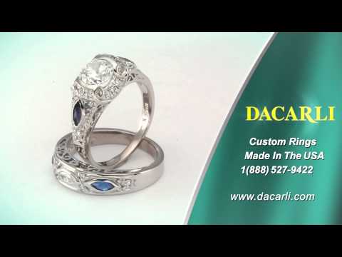 Antique Vintage Art Deco Style Two Ring Diamond Sapphire Engagement Setting