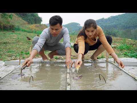 The septic tank cover was finished – Linh and Chung were worried about having to move it.