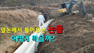 포도밭 옆논에서 들어오는 물 차단하기
